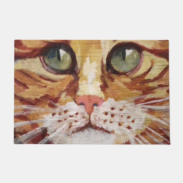 Felpudo Naranja Tabby Pintura de detalles Doormat (Anverso)