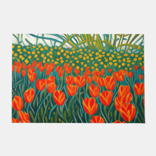 Felpudo Naranja Tulips Field Floral