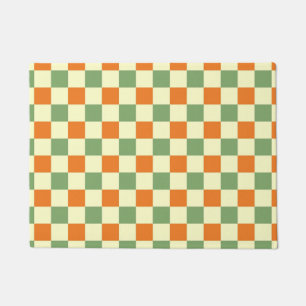 Felpudo Naranja Verde Brown Checkered Gingham Pattern
