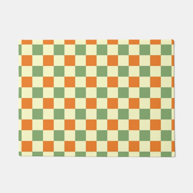Felpudo Naranja Verde Brown Checkered Gingham Pattern (Anverso)