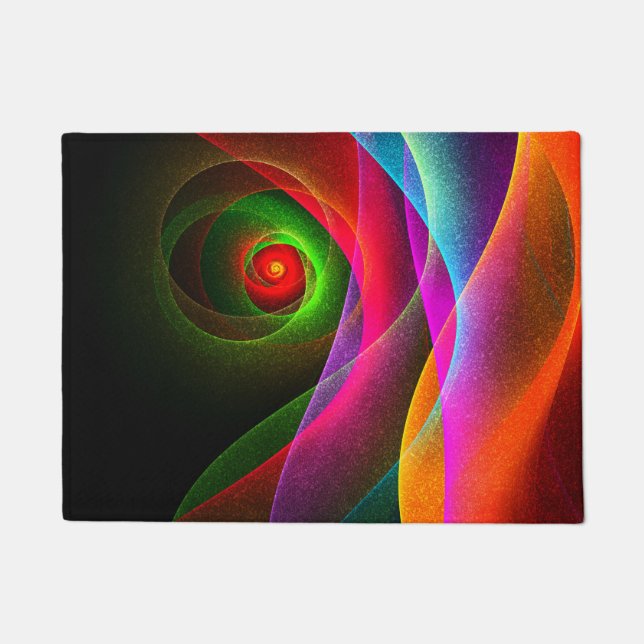 Felpudo Naranja Verde Rojo Patrón de arte abstracto modern (Anverso)