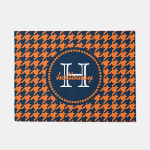 Felpudo Naranja y marina de guerra Houndstooth