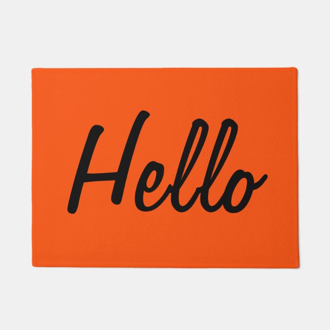 Felpudo Naranja y negro | Hola Doormat (Anverso)