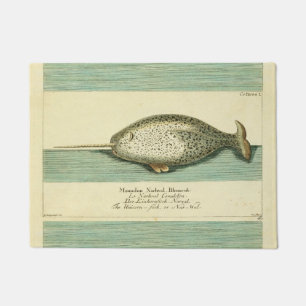 Felpudo Narwhal Antiguo Whale Watercolor Arte Científico