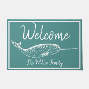 Felpudo Narwhal blanco náutico - personalizado