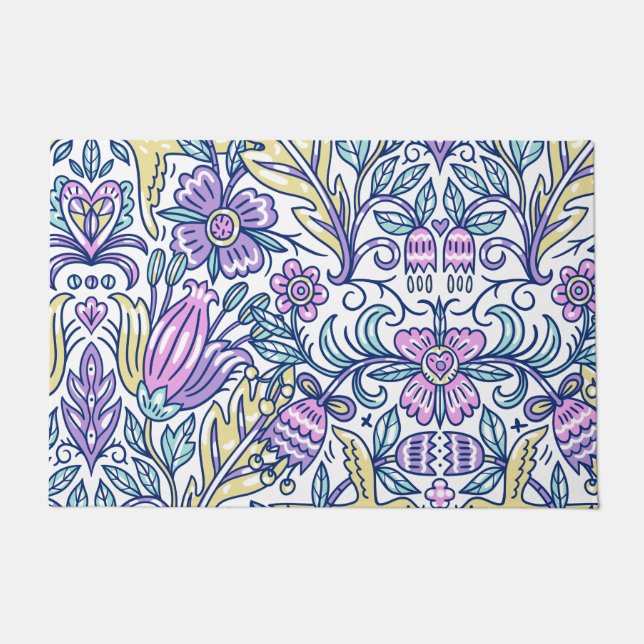 Felpudo Naturaleza colorida de flores acuáticas elegante (Anverso)