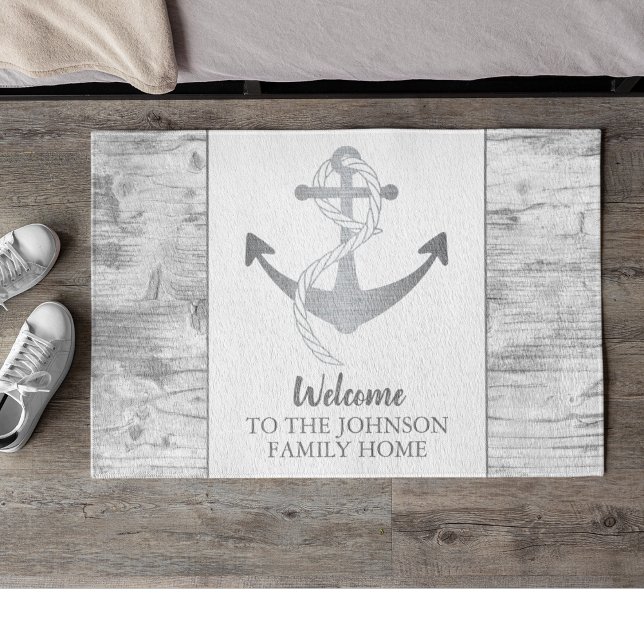 Felpudo Nauta Ancla Familia Vela Gris Bienvenida (Subido por el creador)