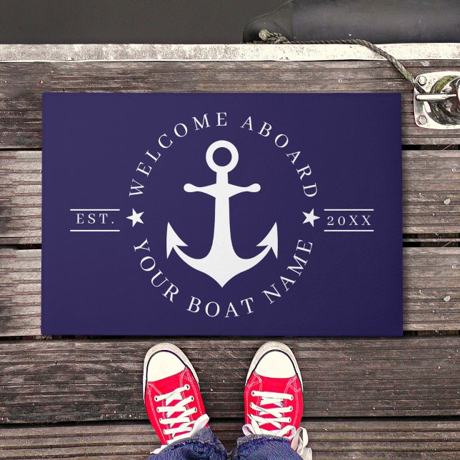 Felpudo Nautical Anchor Custom Boat Name Welcome Doormat (Nautical Anchor Custom Boat Name Welcome Doormat)