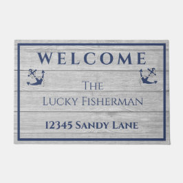 Felpudo Nautical Anchor Nave Blue Gray Wood Bot | Inicio