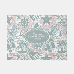 Felpudo Nautical Beach Collage Sage ID840