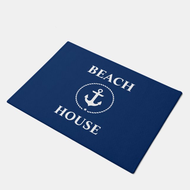 Felpudo Nautical Beach House Anchor Naval Azul (Angular)