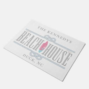 Felpudo Nautical Beach House Monogramo Nombre