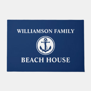 Felpudo Nautical Beach House Nombre de familia Anchor Rope