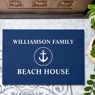 Felpudo Nautical Beach House Nombre de la familia Anchor A