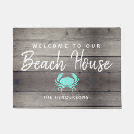 Felpudo Nautical Beach House Rustic Crab Personalizado