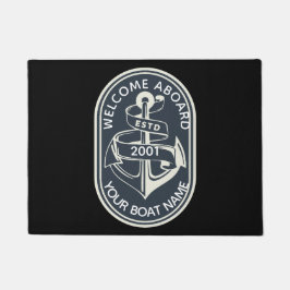 Felpudo Nautical Black "Bienvenido a bordo" personalizado