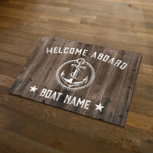 Felpudo Nautical Bote Anchor Vintage Wood Welcome Aboard