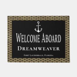 Felpudo Nautical Elegant Welcome Aboard Boat Nombre Anchor