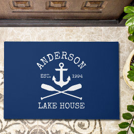 Felpudo Nautical Lake House Family Anchor Oars Naval Azul