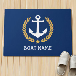 Felpudo Nautical Thamed Bote Nombre Anchor Laurel de oro A