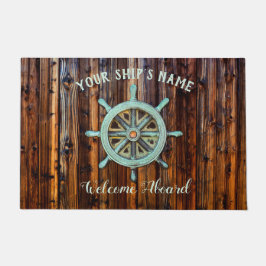 Felpudo Nautical Theme Bronze Captains Wheel