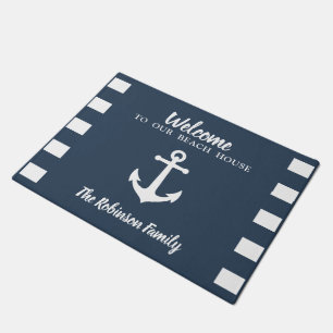 Felpudo Nautical Vintage Welcome Beach House Nombre