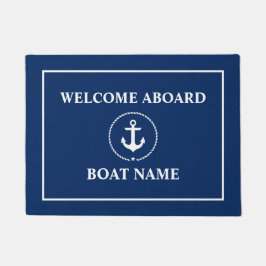 Felpudo Nautical Welcome Anchor Rope Bote Nombre Azul
