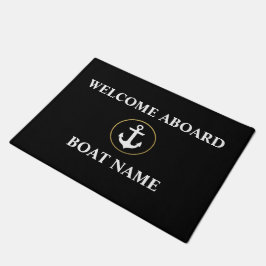Felpudo Nautical Welcome Boot Nombre Black Gold Door Mat