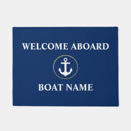 Felpudo Nautical Welcome Bot Name Blue Gold Door Mat