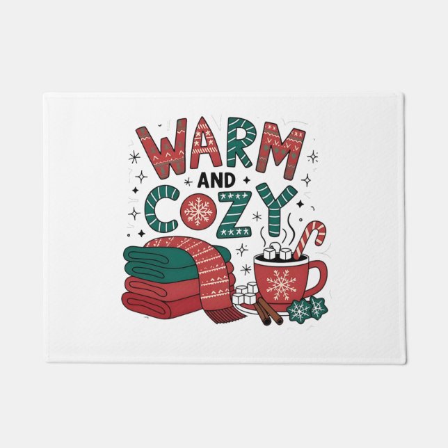 Felpudo Navidad Cálida Y Acogedora Chocolate Caliente  (Anverso)