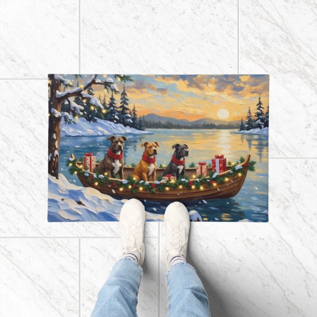 Felpudo Navidad de barco de Pitbull (Interior)