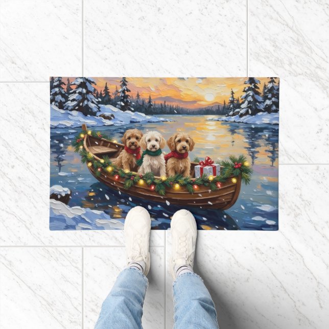 Felpudo Navidad de Cockapoo en Barco (Interior)