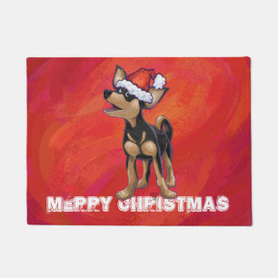 Felpudo Navidad de la chihuahua en rojo