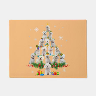 Felpudo navidad de los perros malteses luces de árbol sant