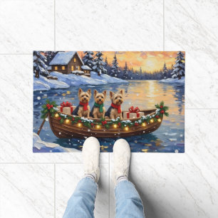 Felpudo Navidad en Barco con Yorkipoo