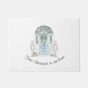 Felpudo Navidad En Nuestra Nueva Casa Aquarela Puerta Azul