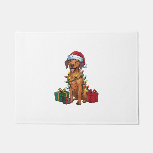 Felpudo Navidad iluminando a Santa Rhodesian Ridgeback per (Anverso)