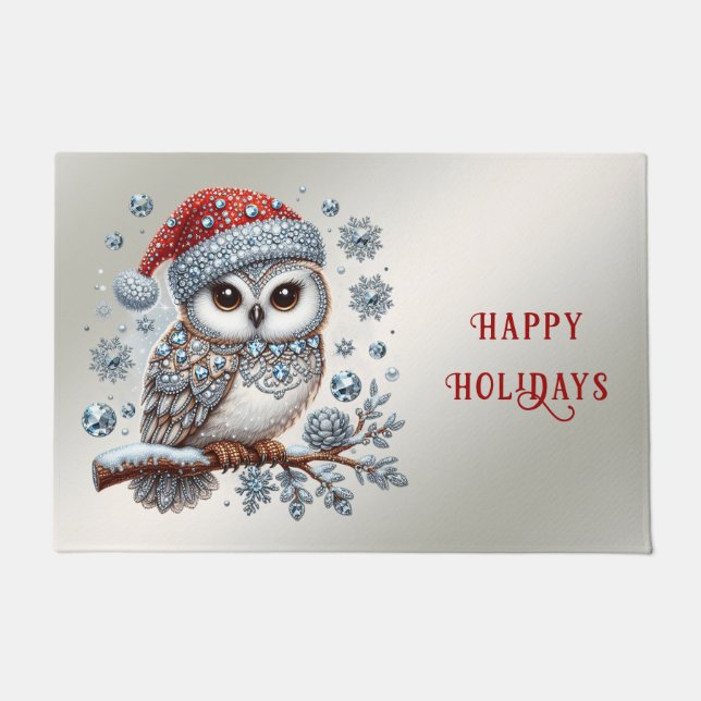 Felpudo Navidad Owl Holiday Doormat (Anverso)
