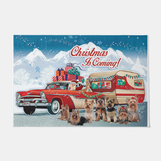 Felpudo Navidad Perro Bienvenida Mat, vienen Navidades
