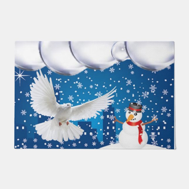 Felpudo Navidad Puerta Mat, hombre de nieve (Anverso)