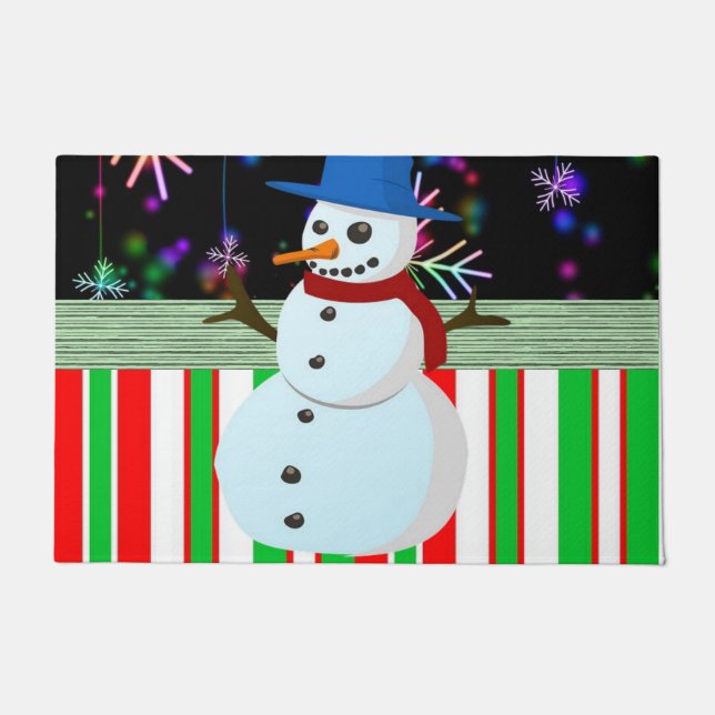 Felpudo Navidad Puerta Mat, hombre de nieve (Anverso)