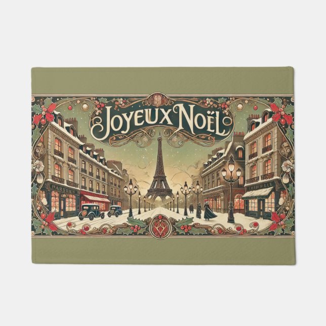 Felpudo Navidad Vintage en París  (Anverso)