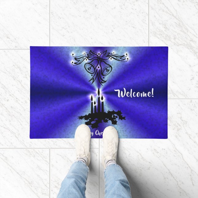 Felpudo Navidades Artdeco sobre el arcoiris verde azul (Interior)