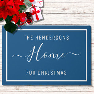 Felpudo Navidades azules de nombre personalizado