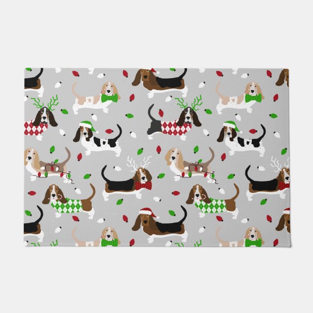 Felpudo Navidades Basset Hound Doormat (Anverso)