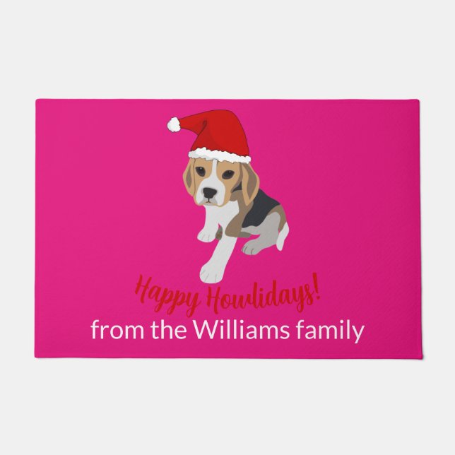 FELPUDO NAVIDADES BEAGLE PUPPY EN ROJO XMAS SANTA HAT PINK (Anverso)