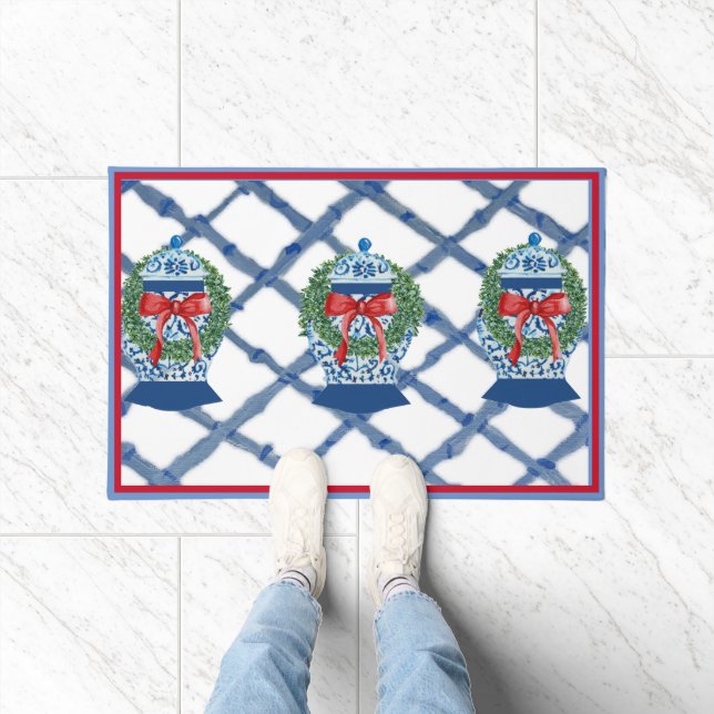 Felpudo Navidades Blue Ginger Jars Doormat Welcome mat (Interior)
