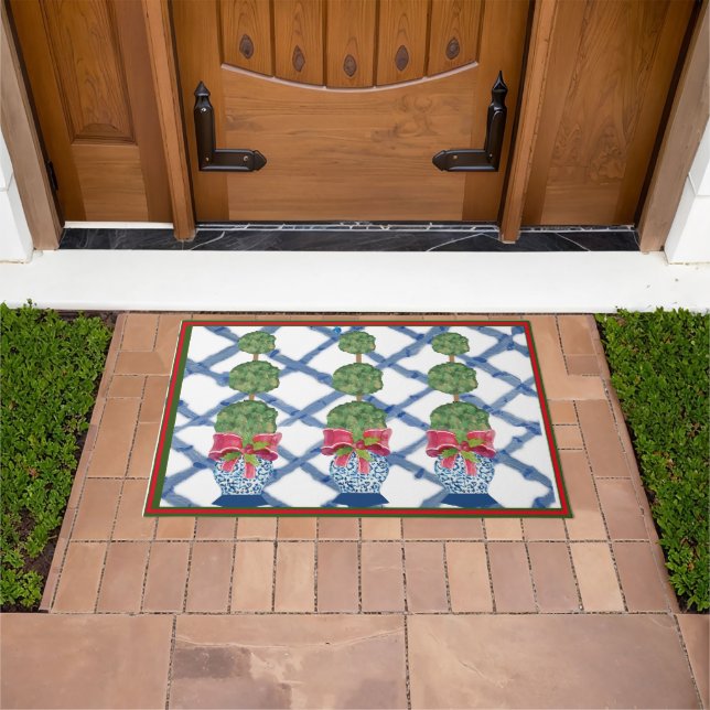 Felpudo Navidades Blue Ginger Jars Doormat Welcome Mat (Exterior)
