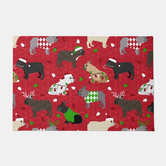 Felpudo Navidades Bulldog francés Doormat (Anverso)