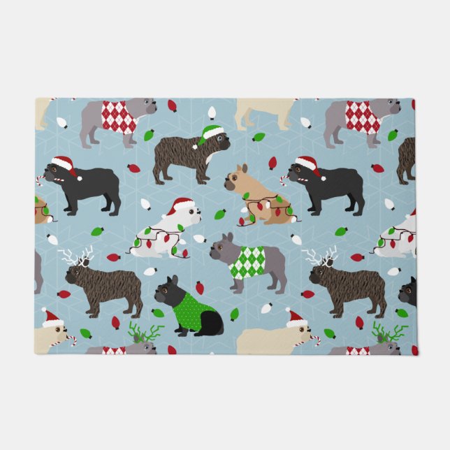 Felpudo Navidades Bulldog francés Doormat (Anverso)